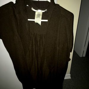 Brown short sleeve open sweater